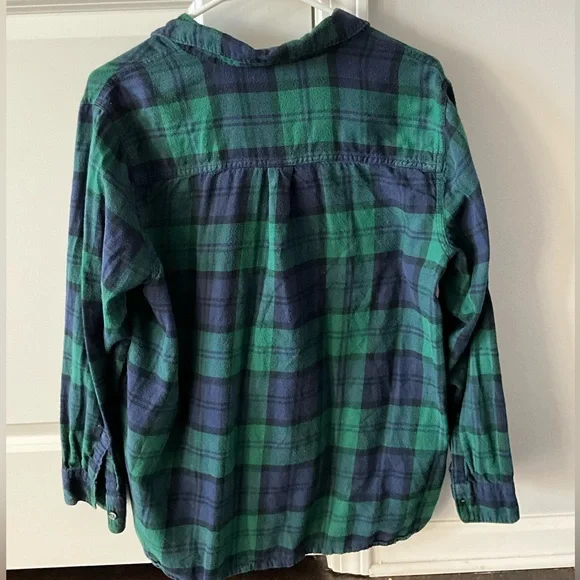 BLUE AND GREEN PLAID FLANNEL SHIRT - Picture 4 of 6